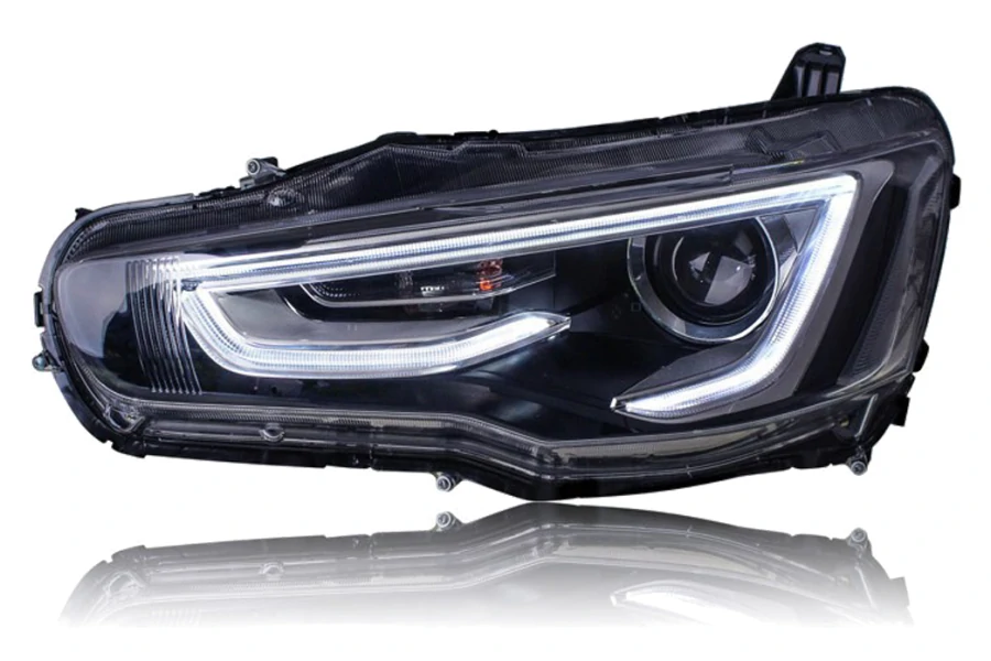 Par de faróis automotivos modernos com LED